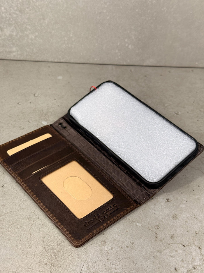 Handmade Leather Wallet Case: Samsung Galaxy, Card Slots, Book Design