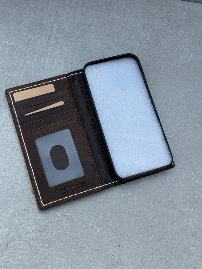 Handmade Leather Wallet Case: Samsung Galaxy, Card Slots, Book Design