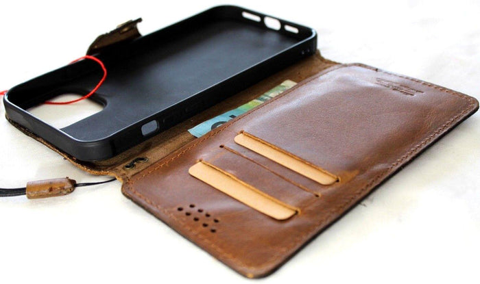 Handmade Leather Wallet Case: Samsung Galaxy, Card Slots & Wireless Charge