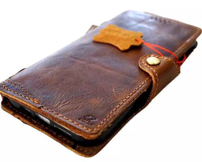 Handmade Leather Wallet Case: Samsung Galaxy, Card Slots & Wireless Charge