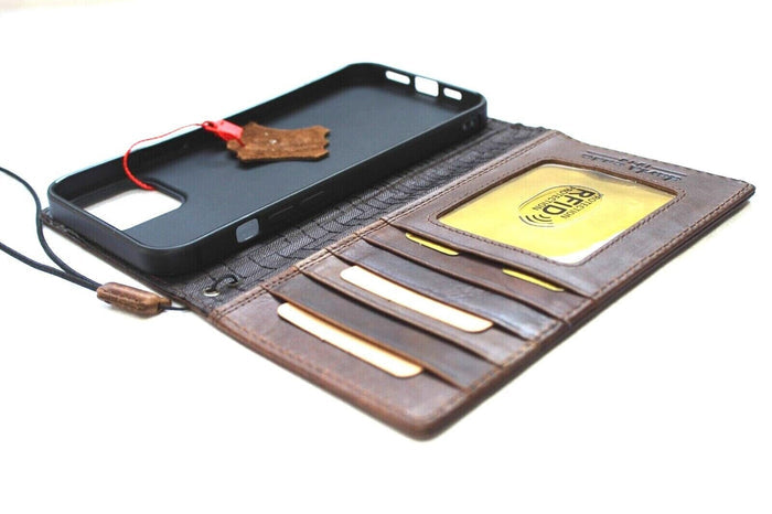 Handmade Leather Wallet Case: Samsung Galaxy, Card Slots & Wireless Charge