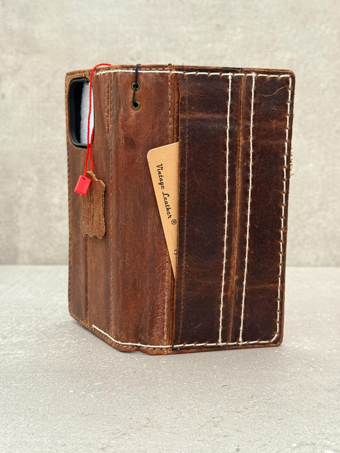 Handmade Leather Wallet Case: Samsung Galaxy, Card Slots