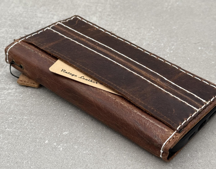 Handmade Leather Wallet Case: Samsung Galaxy, Card Slots