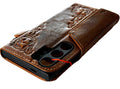 Handmade Leather Wallet Phone Case: Book Design, Card Slots