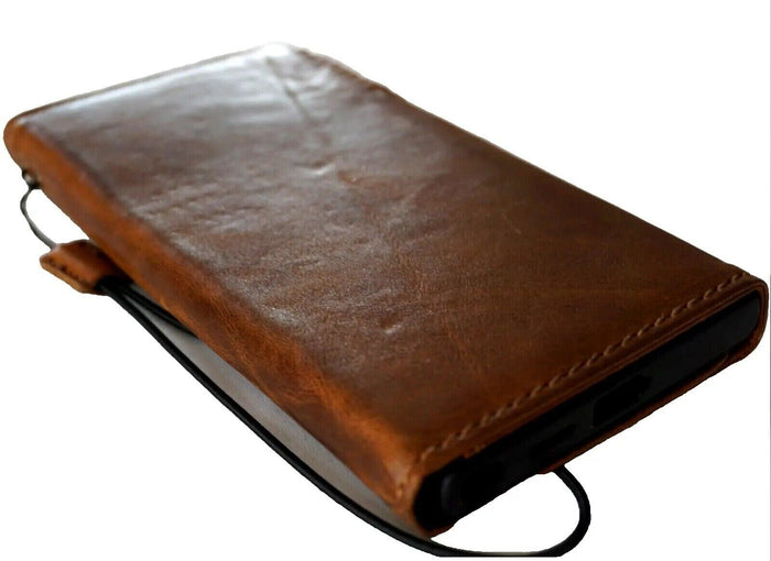 Handmade Leather Wallet Phone Case: Book Design, Card Slots