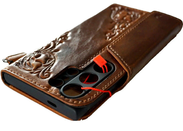 Handmade Leather Wallet Phone Case: Book Design, Card Slots