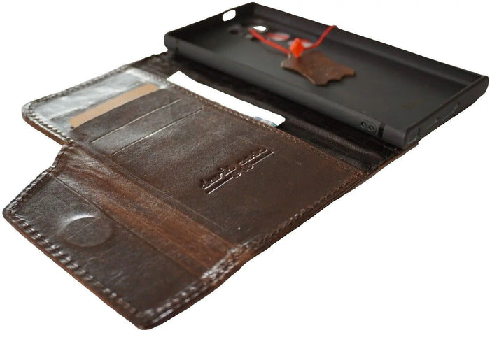 Handmade Leather Wallet Phone Case: Book Design, Card Slots