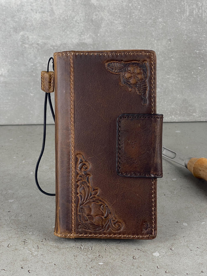 Handmade Leather Wallet Phone Case for Galaxy