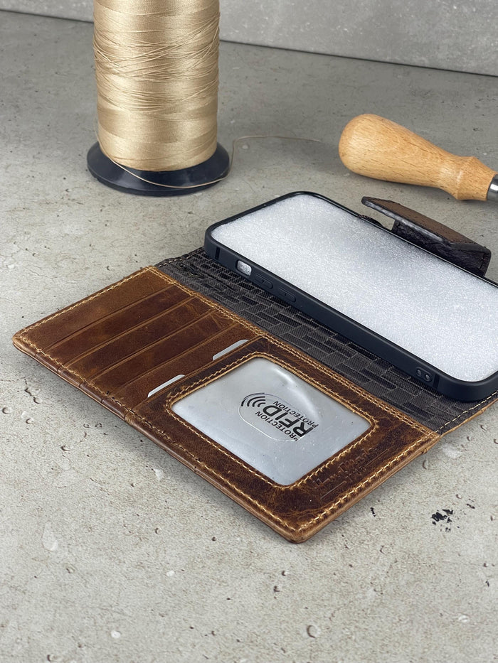 Handmade Leather Wallet Phone Case for Galaxy