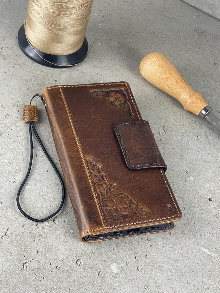 Handmade Leather Wallet Phone Case for Galaxy