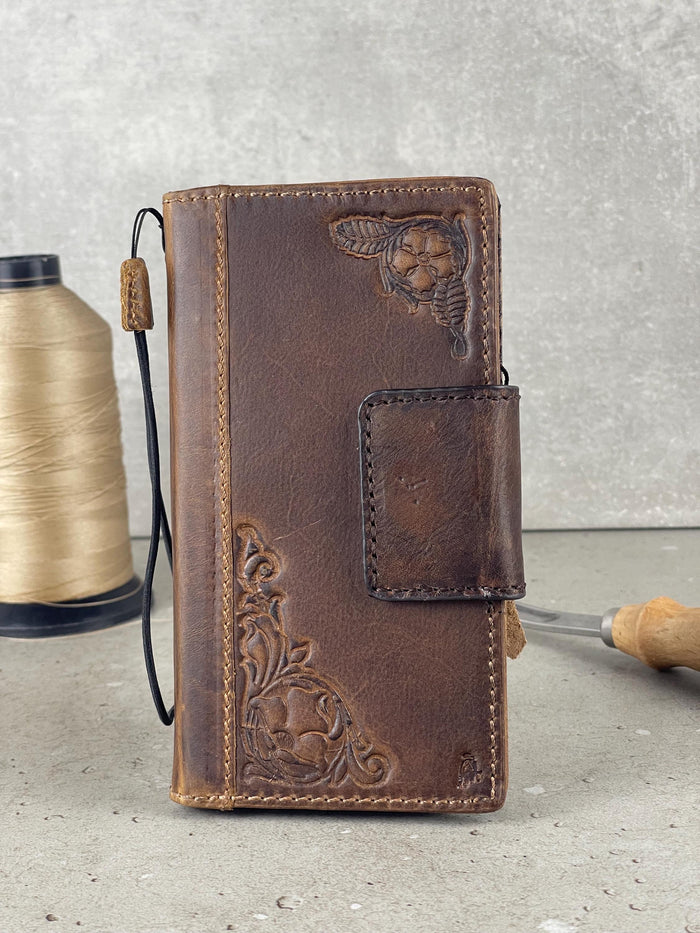 Handmade Leather Wallet Phone Case for Galaxy