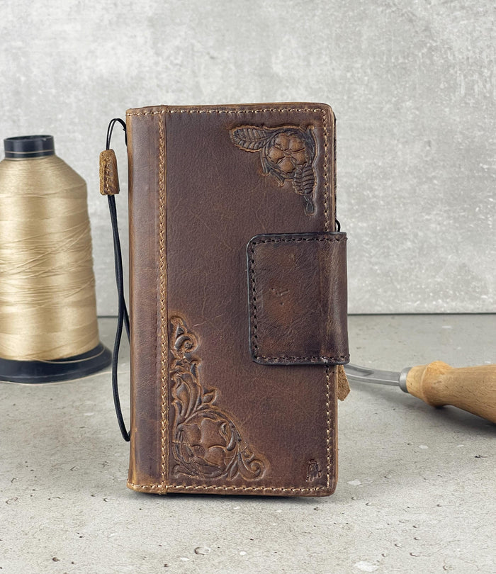 Handmade Leather Wallet Phone Case for Vivo X Fold 3 Pro
