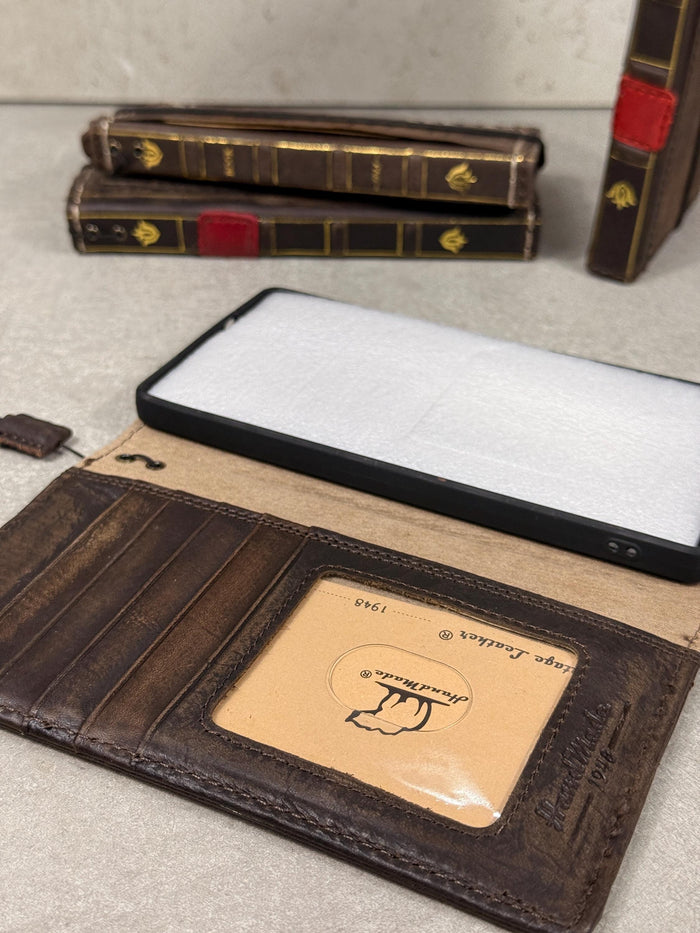 Handmade Leather Wallet Phone Case: Galaxy S26 S25 S24
