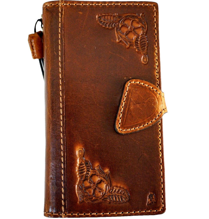 Handmade Leather Wallet Phone Case: Jesus Cross Design