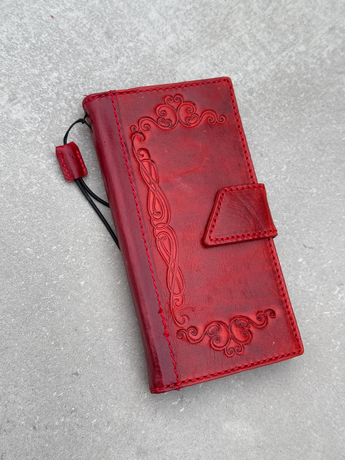 Handmade Leather Wallet Phone Case: Magnetic Book Cover with Card Slots
