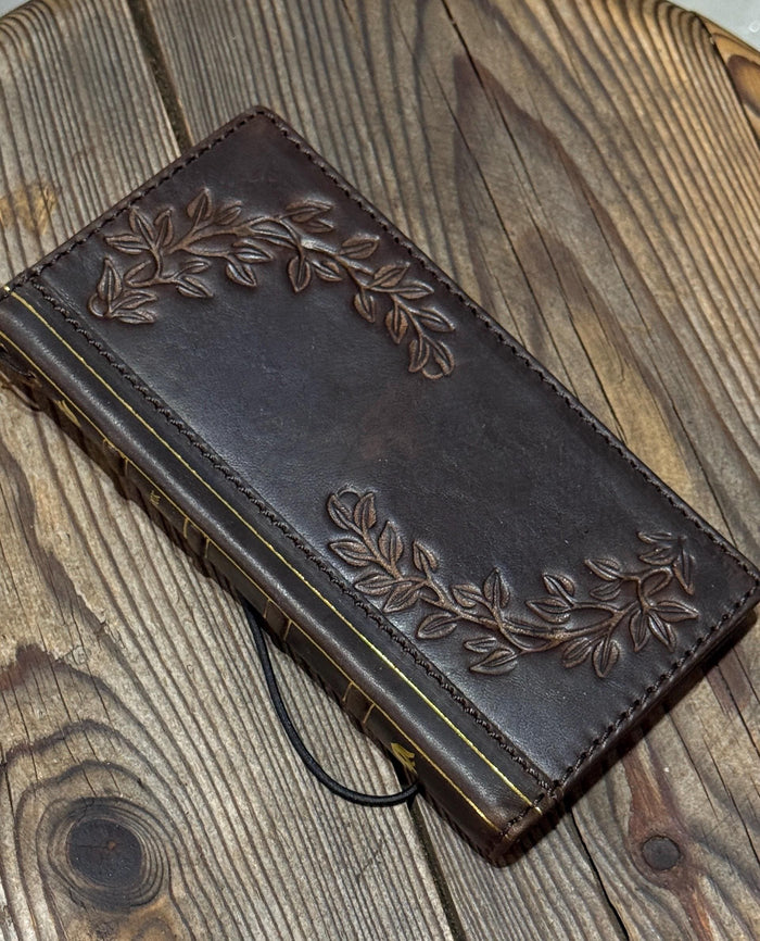 Handmade Leather Wallet Phone Case: Royal Book Design