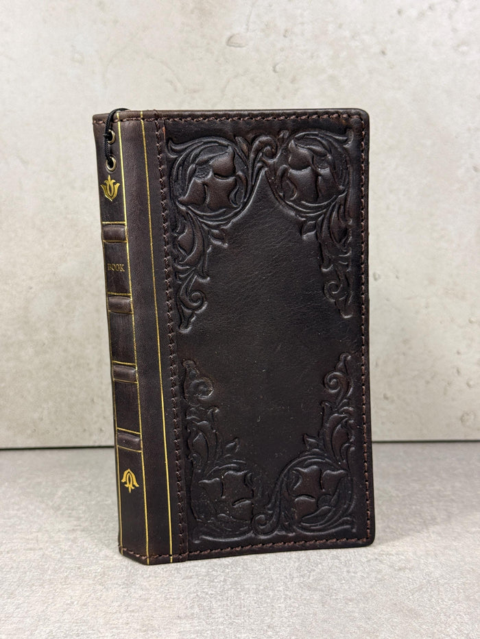Handmade Leather Wallet Phone Case: Royal Book Design