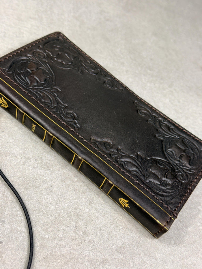 Handmade Leather Wallet Phone Case: Royal Book Design
