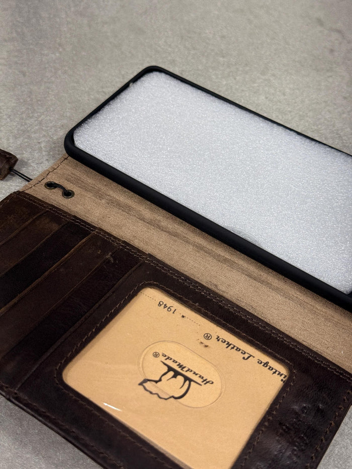 Handmade Leather Wallet Phone Case: Royal Book Design
