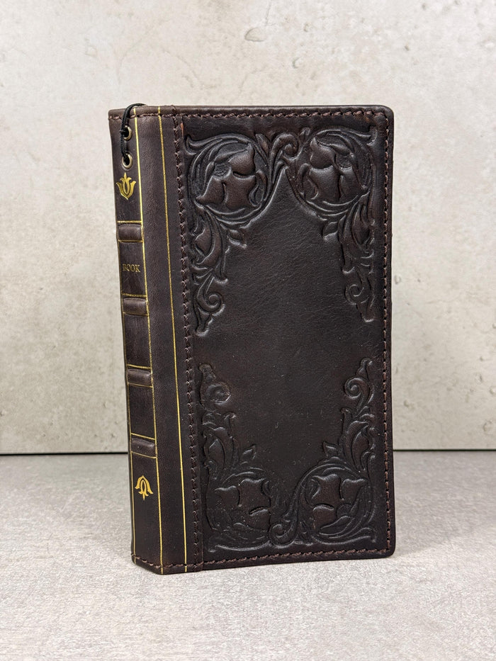 Handmade Leather Wallet Phone Case: Royal Book Design