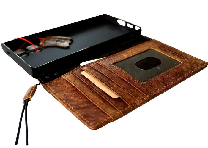 Handmade Leather Wallet Phone Case: Samsung Galaxy, Card Slots