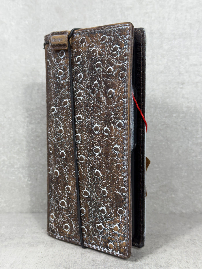 Handmade Ostrich Leather Wallet Case for Galaxy Z Fold 2/3/4/5/6/7