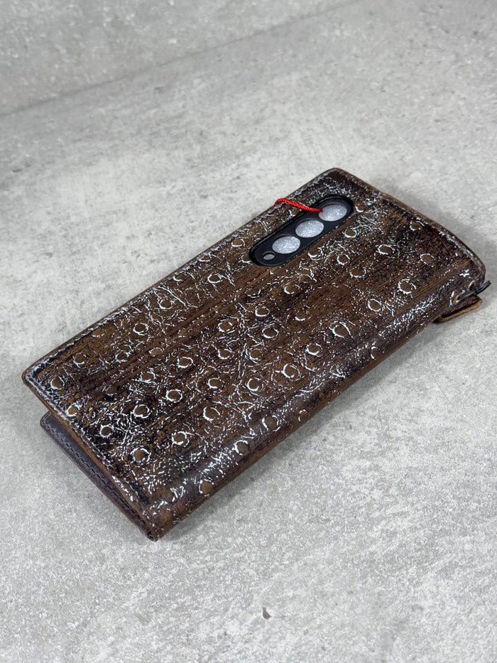 Handmade Ostrich Leather Wallet Case for Galaxy Z Fold 2/3/4/5/6/7