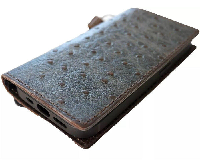 Handmade Ostrich Leather Wallet Case for Google Pixel Fold