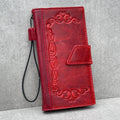 Handmade Red Leather iPhone Wallet Case: Vintage Book Design