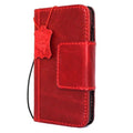 Handmade Red Leather iPhone Wallet Case: Vintage Book Style