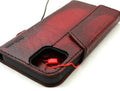 Handmade Red Wine Leather iPhone Wallet Case: Magnetic Book Cover