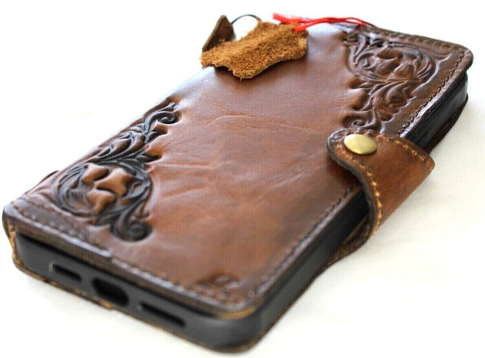Handmade Vintage Leather iPhone Wallet Case: Art Design