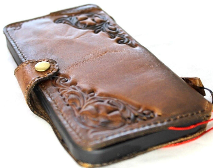 Handmade Vintage Leather iPhone Wallet Case: Art Design