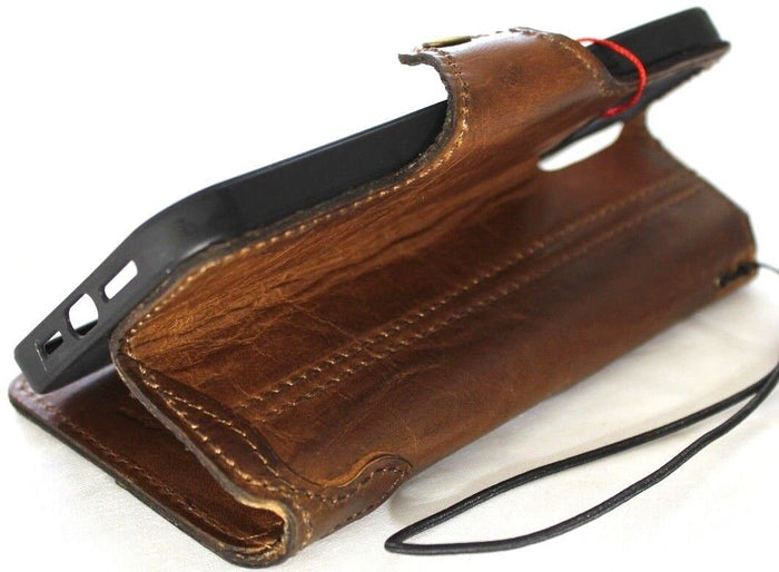 Handmade Vintage Leather iPhone Wallet Case: Art Design