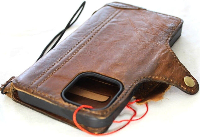 Handmade Vintage Leather iPhone Wallet Case: Art Design
