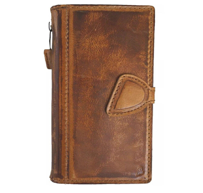 Handmade Vintage Leather iPhone Wallet Case: Magnetic Closure