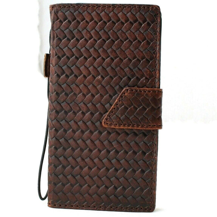 Handmade Woven Leather iPhone Wallet Case with Card Slots