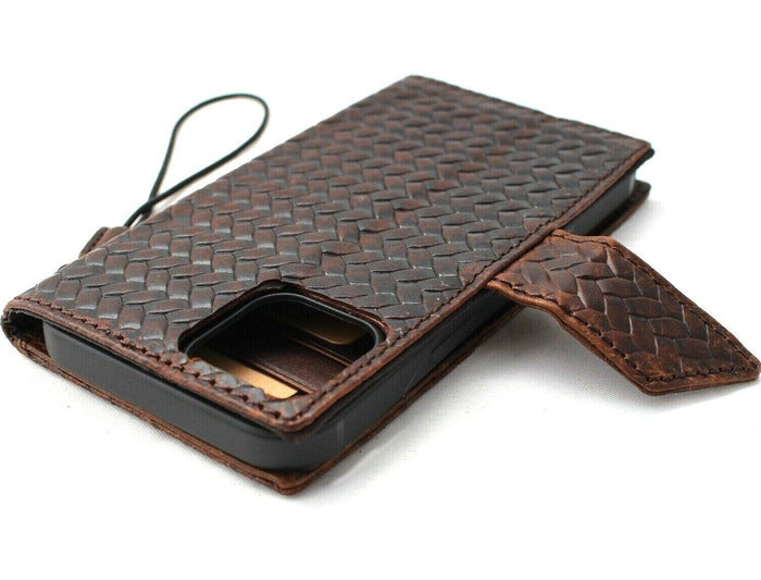 Handmade Woven Leather iPhone Wallet Case with Card Slots