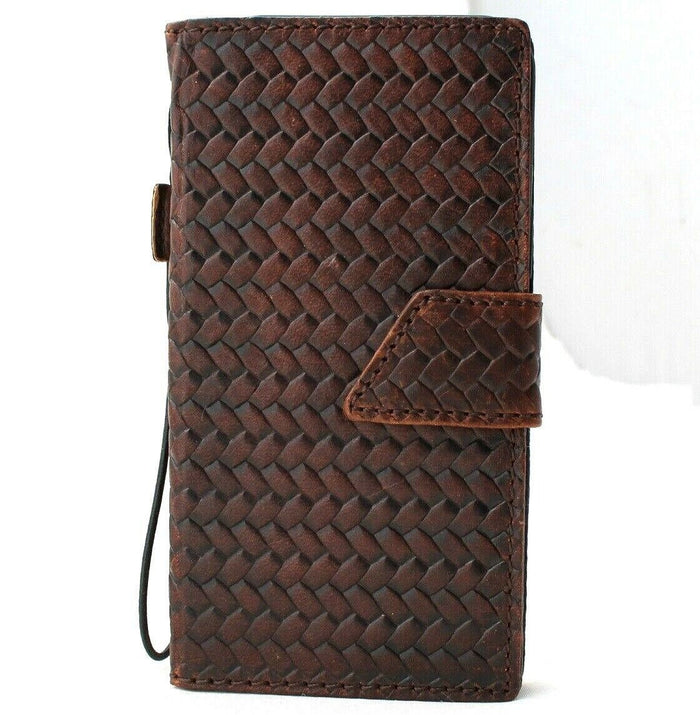 Handmade Woven Leather iPhone Wallet Case with Card Slots