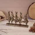 Hares Dancing Bronze Colour Resin Ornament