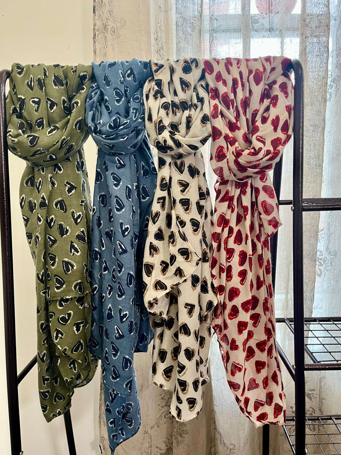 Heart Print Lightweight Scarf