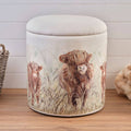 Highland Cow Dougal Round Fabric Storage Stool