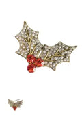 Holly & Berry Antique Gold Brooch