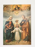 Painting of religious figures with a dove and halo effects