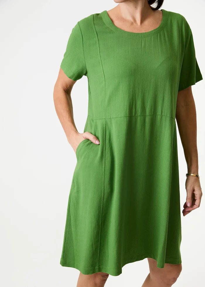 Jane Eliz - Linen Viscose Panelled Knee Length Dress
