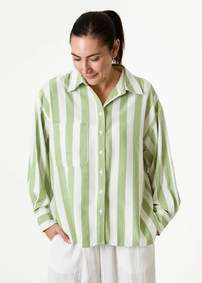 Jane Eliz - Wide Stripe Patch Pocket Shirt