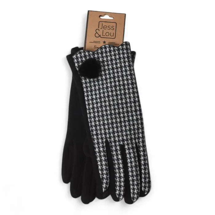 Jess & Lou - Check Gloves with Fur Detail
