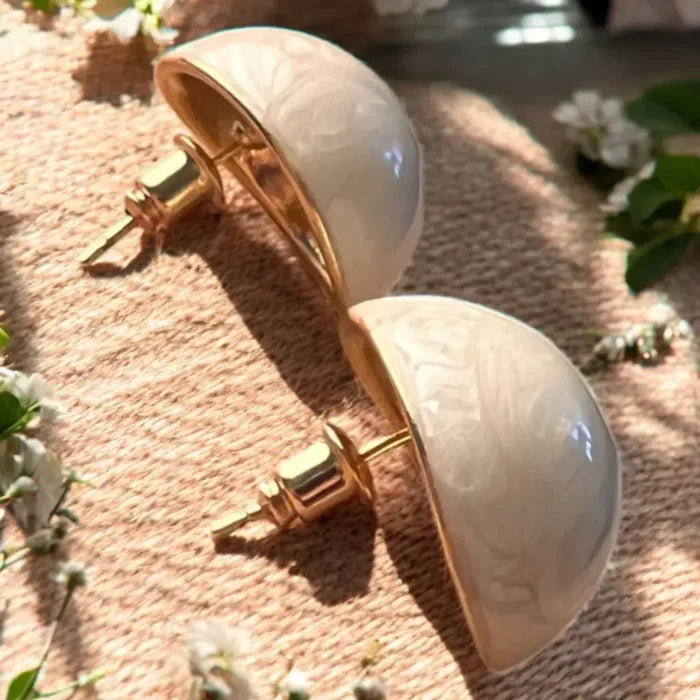 Jess & Lou - Dome stone Stud Earrings in White