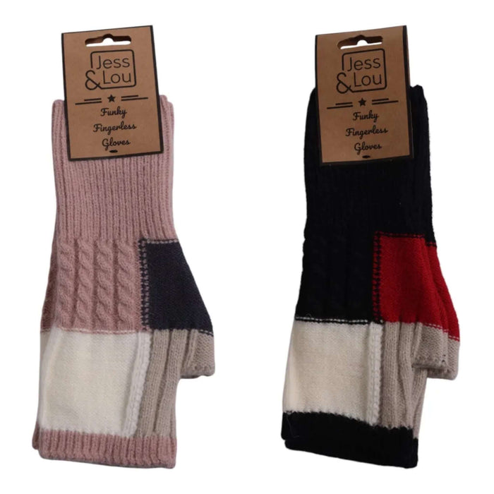 Multi Coloured Block Fingerless Gloves
