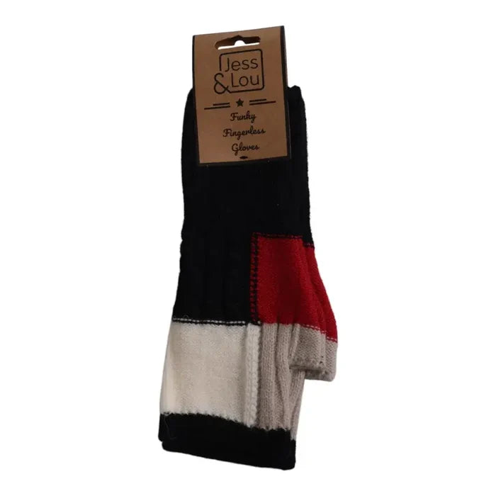 Multi Coloured Block Fingerless Gloves